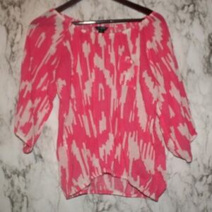 J. Crew‎ Pink and White Short Sleeve Blouse XSmall